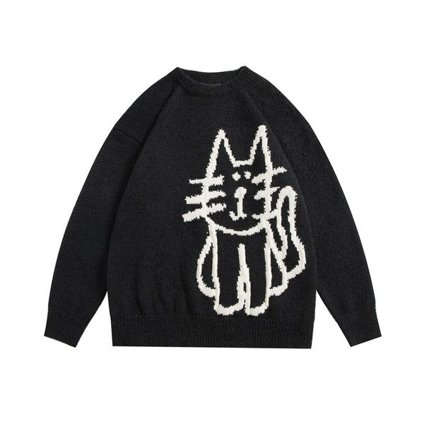 *1cm=0.4 inch *1kg=2.2 ibs Cat Themed Clothes, Fall Fashion Sweaters, Sweater Aesthetic, Silly Clothes, White And Black Cat, Sweaters Winter, Brass Monkey, Teen Sweater, Oversized Pullover Sweaters