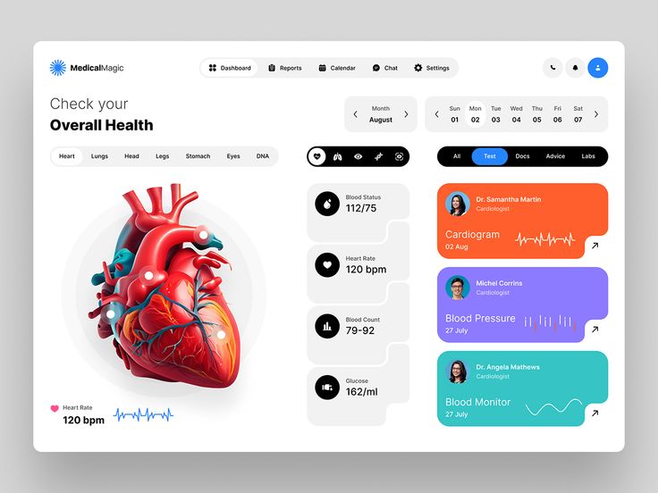 the medical app is displayed on a tablet screen, with an image of a heart