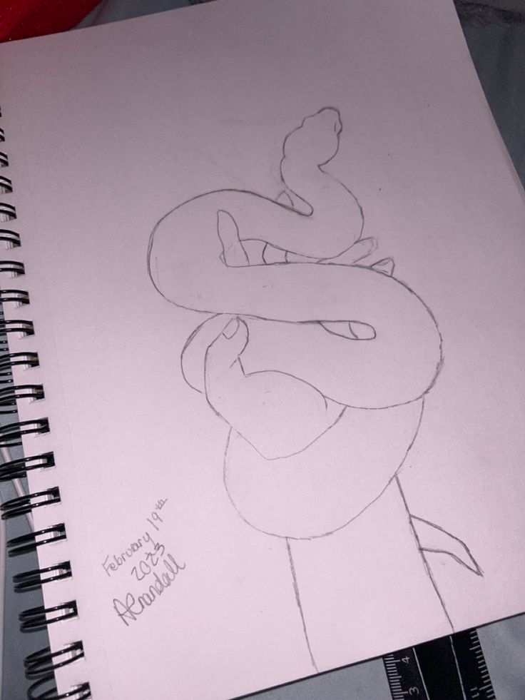 a drawing of a snake on a notebook