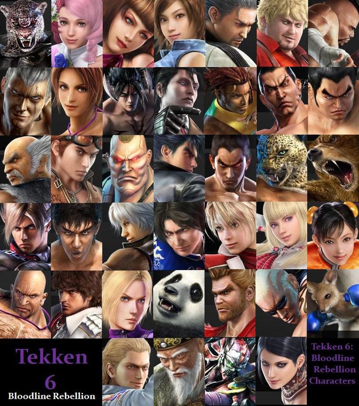 an image of many different characters from the video game teken and kenshin, including two