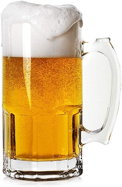 a glass mug filled with light beer