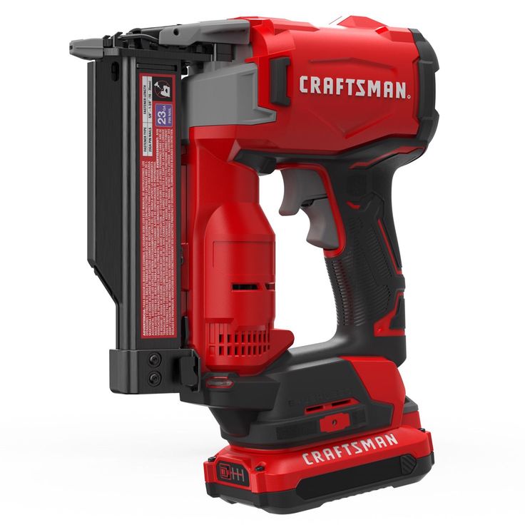 a red and black cordless driller with the word craftsman on it's side