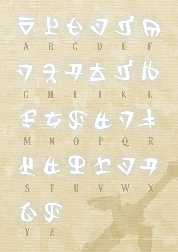 an old english alphabet with white letters and numbers