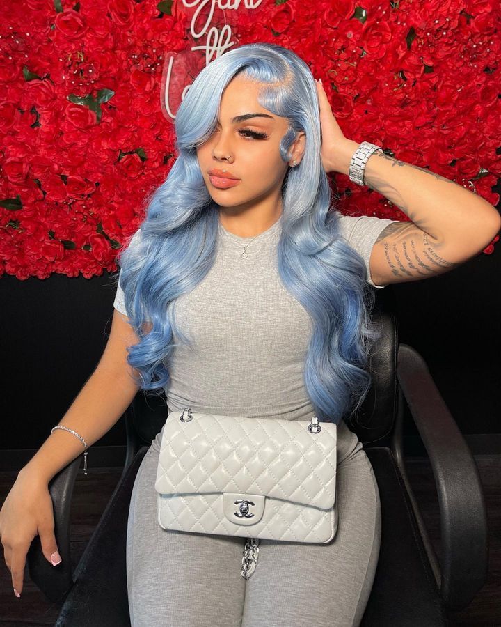 Ice Blue Hair, Baby Blue Hair, Blue Lace Front Wig, Full Lace Wig Human Hair, Frontal Wig Hairstyles, Creative Hair Color, Long Hair Wigs, Blue Wig, Long Hair Color