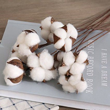 a book with cotton flowers on top of it