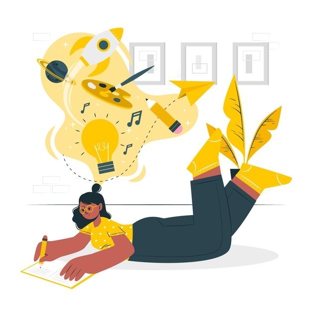 a woman laying on the floor with a notepad and pen in her hand next to a clock