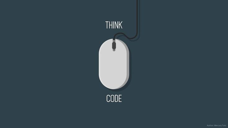 a computer mouse with the words think code on it