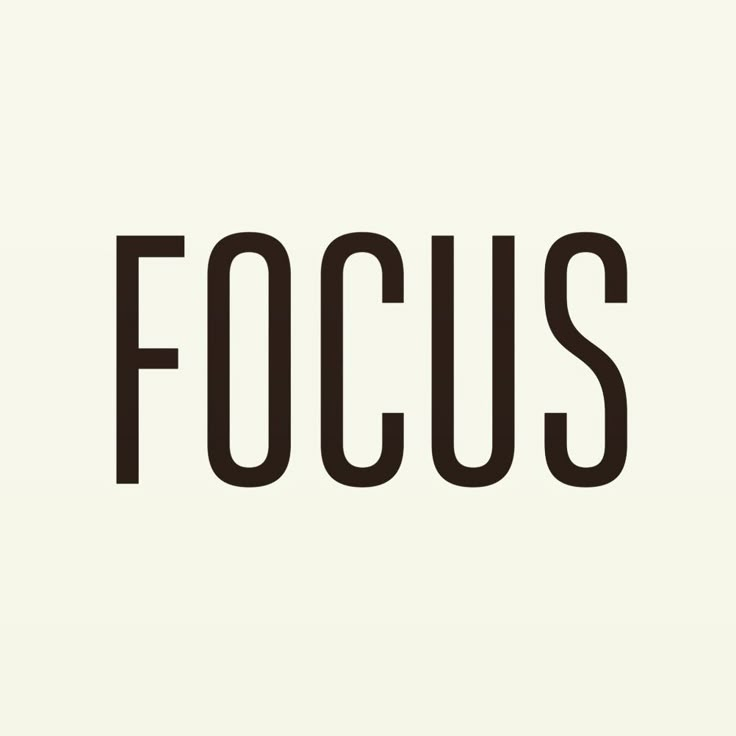 the word focus written in black on a white background