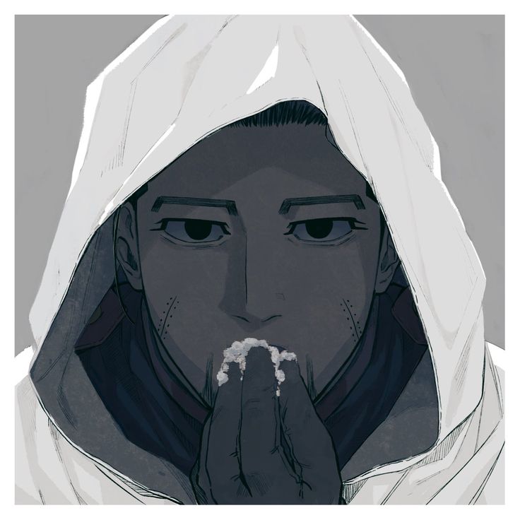 a man wearing a white hoodie and holding his hands to his mouth