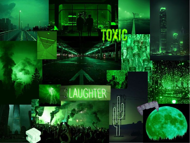 a collage of green images with the words,'toxic laughter '