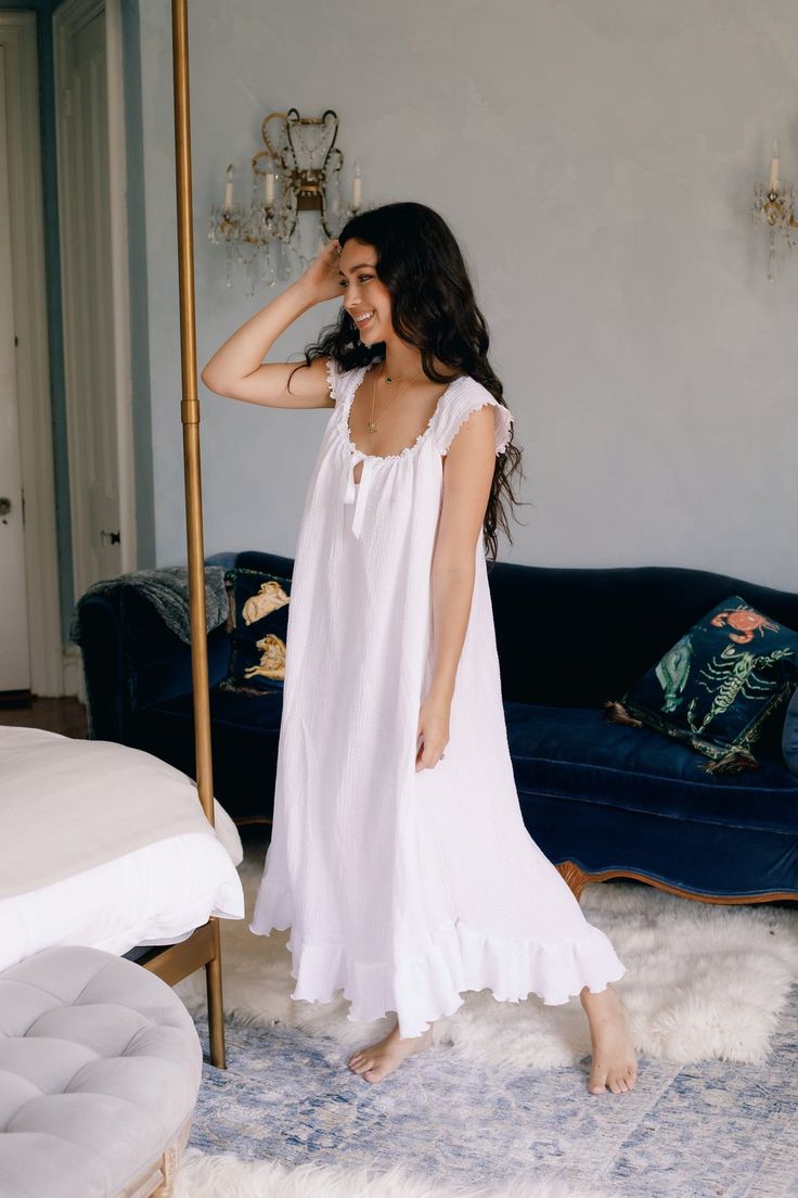 Bethany Ciotola, Nightgown Vintage, White Nightgown, Cute Pjs, Feminine Power, Cute Pajamas, Pretty Lingerie, Night Dress, Night Gown