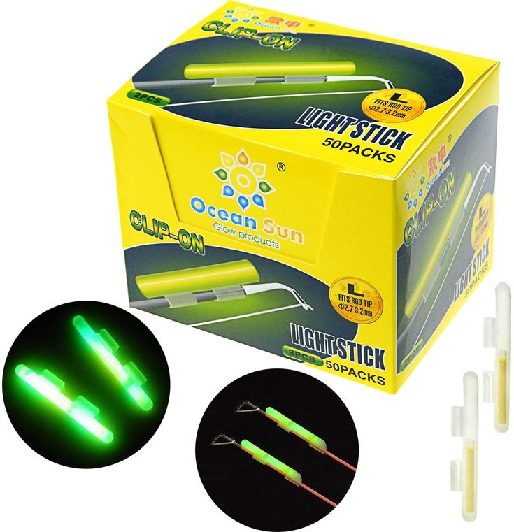 glowsticks are in a box with four different colors and designs on the packaging