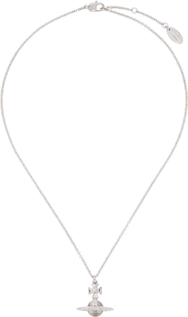 Cable chain necklace in silver-tone brass. · Logo pendant at drop · Logo disc at adjustable lobster-clasp fastening · L17 Supplier color: Platinum/Crystal Necklace Vivienne Westwood, Drop Logo, Cable Chain Necklace, Accessories Jewelry Necklace, Watches Jewelry, Vivienne Westwood, Cable Chain, Lobster Clasp, Jewelry Watches