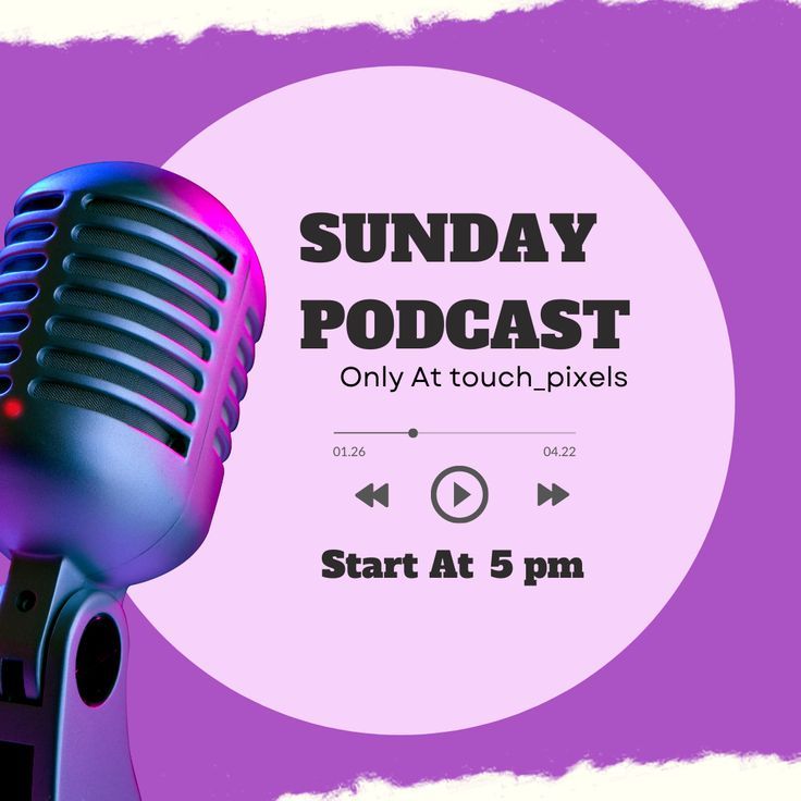 a purple and black microphone with the words sunday podcast on it in front of a pink background