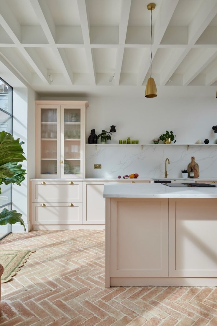 the kitchen is clean and ready to be used for cooking or baking, but it's not in use