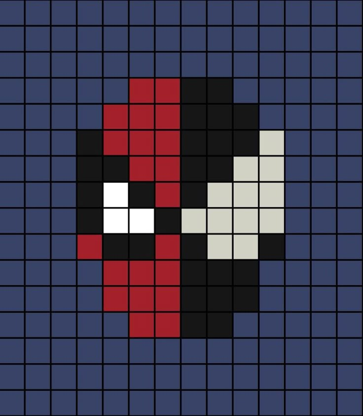 A small pixel art template of Spiderman's and Venom's face split into two (Venom on the right side). Picsel Art Ideas, Pixlr Art Easy, Face Pixel Art, Pixlr Art, Marvel Crochet, Spiderman Pixel Art, Venom Face, Art Spiderman, Spiderman Venom