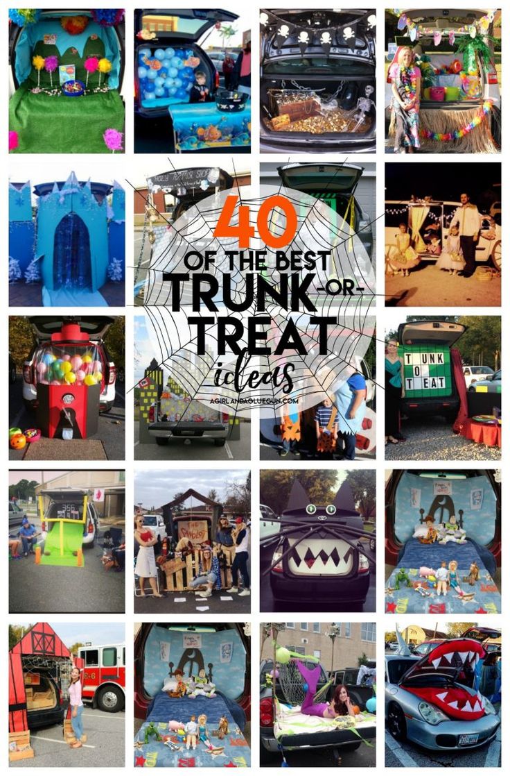 the top ten things to see at trunk or treat rides in atlanta, ga with text overlay that says 40 of the best trunk or treat places