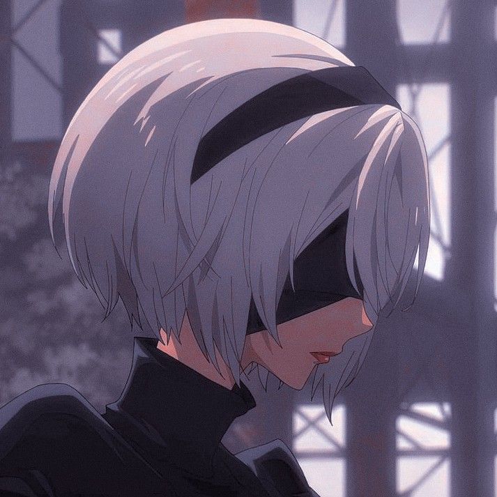 an anime character with white hair and black eyes