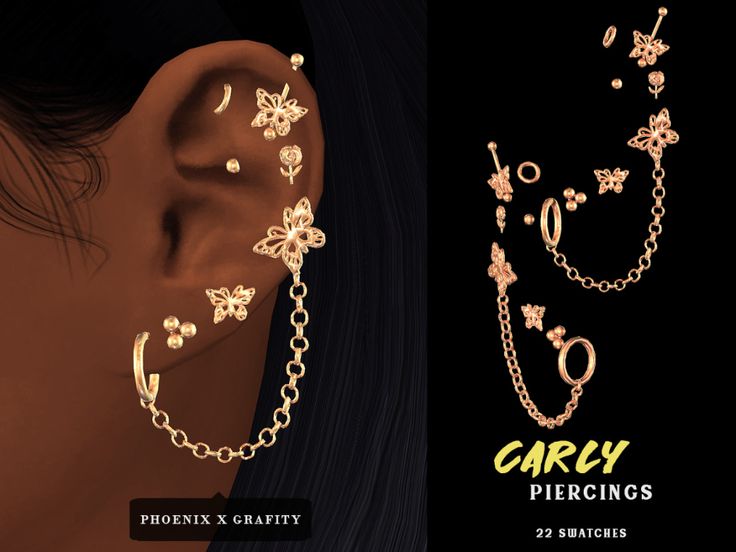 the earring and chain are designed to look like jewelry