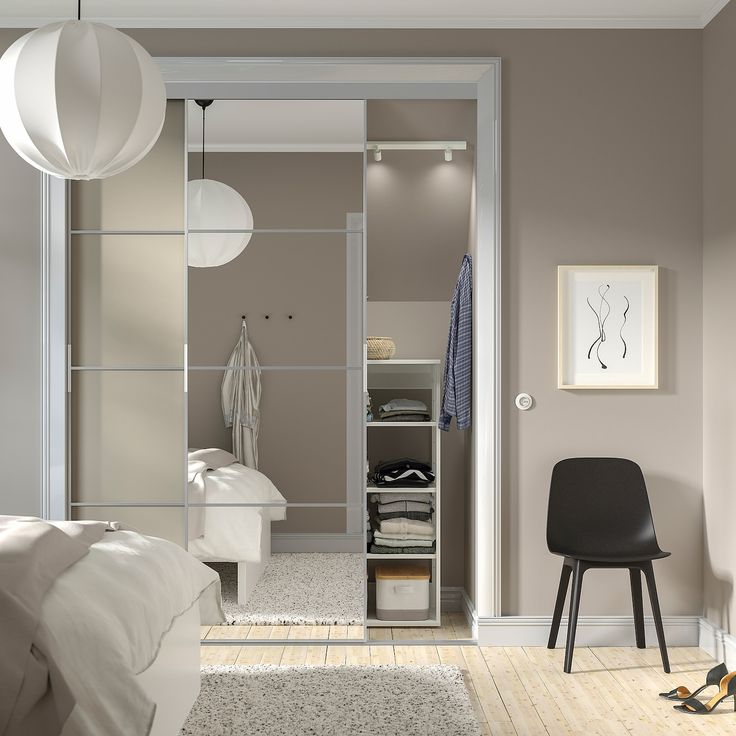 SKYTTA / MEHAMN/AULI sliding door, aluminum double sided/gray-beige mirror glass, 69 5/8x94 1/2 ". 10-year Limited Warranty. Read about the terms in the Limited Warranty brochure. Open this solution in the planner tool to change the size or color of the rails, door frame or panels. You can also add or remove doors until you find your favorite solution. The doors can be assembled in any order you like. Just remember that you should be able to reach and open anything being stored behind the doors. Ikea Skytta, Build In Wardrobe, Aluminium Sliding Doors, Online Interior Design Services, Sliding Door Systems, Kitchen Installation, Organization Furniture, Ikea Home, Ikea Family