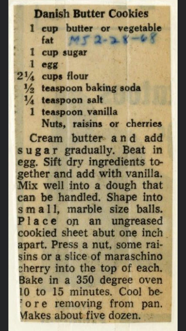 an old recipe for danish butter cookies