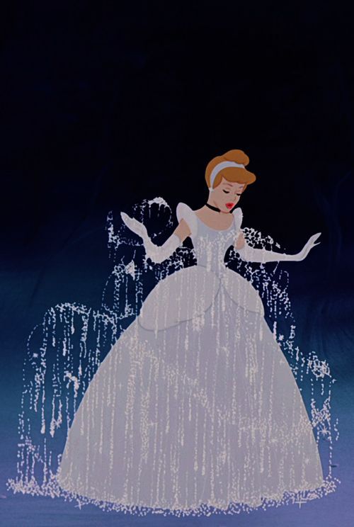 an animated image of a woman in a white dress with rain falling down on her