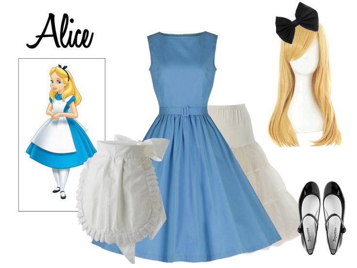 the alice costume is blue and white