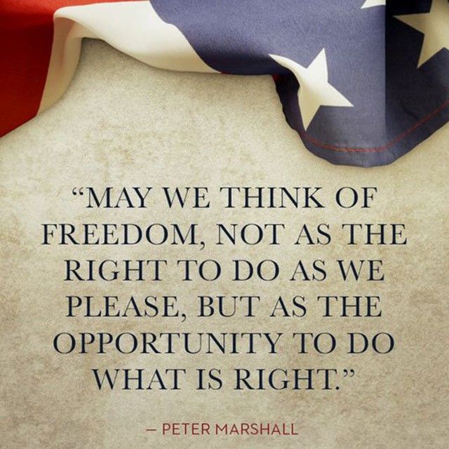 an american flag with the quote, may we think of freedom not as the right to do