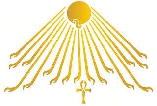 an image of the cross and sun with rays coming out from it on a white background