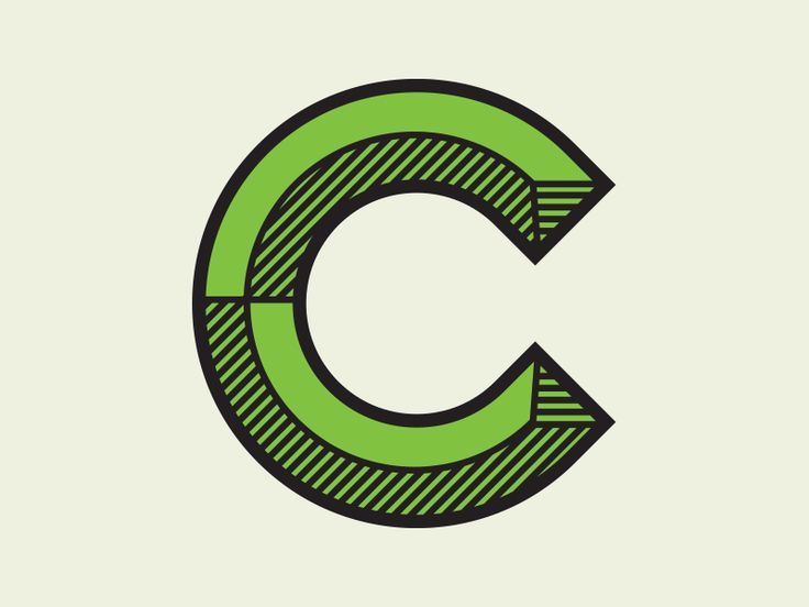 the letter c is made up of green lines and black letters on a white background