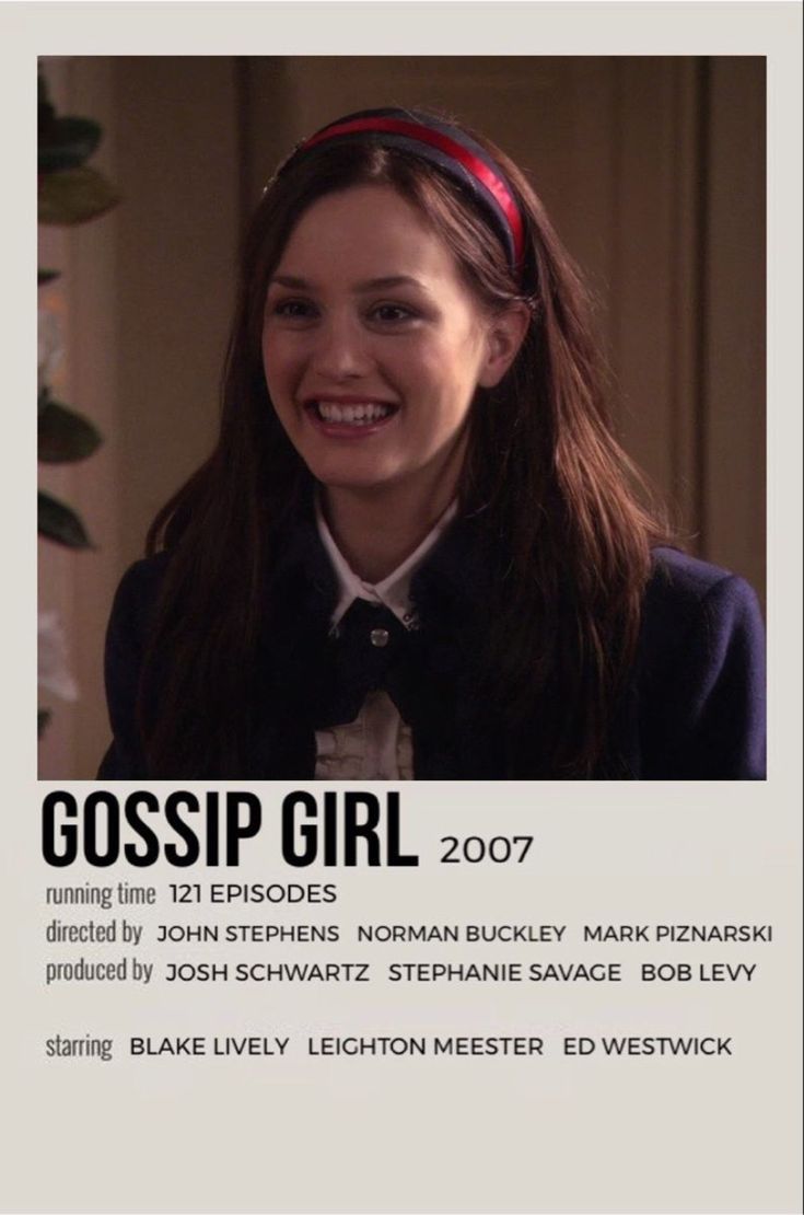 an advertisement for gossip girl featuring a smiling young woman