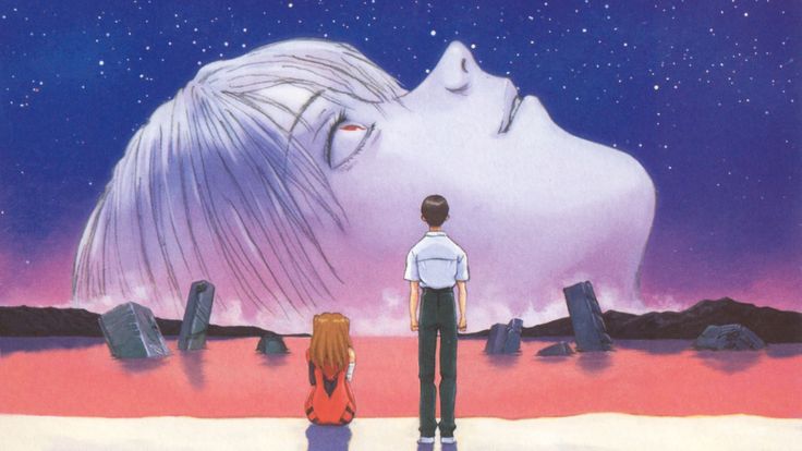 an anime scene with two people looking at the sky