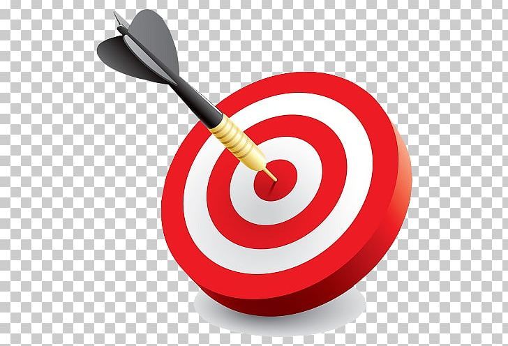 an arrow hitting in the center of a red target with a gold tip on it