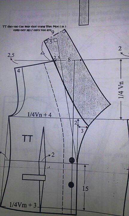 a drawing of a vest pattern with measurements