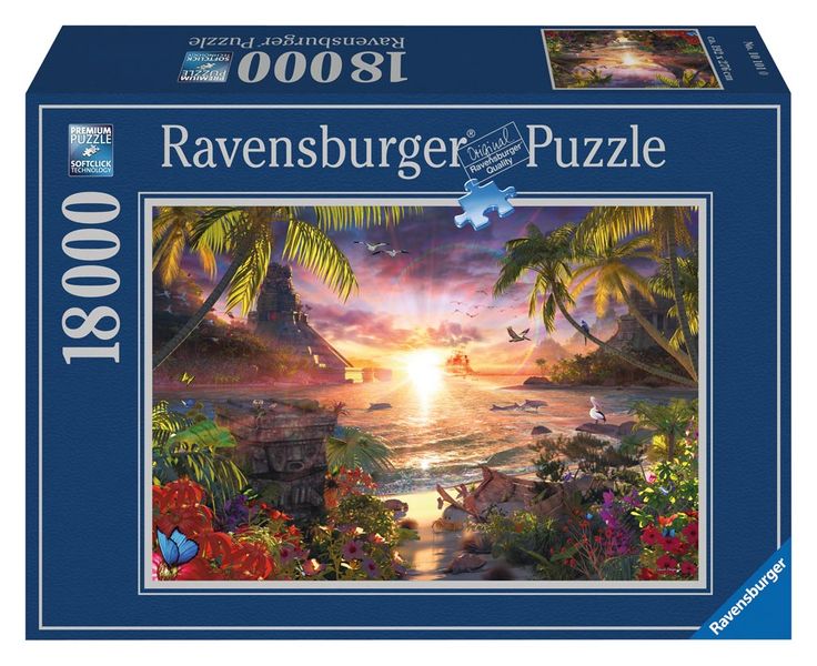 a puzzle box with an image of a sunset