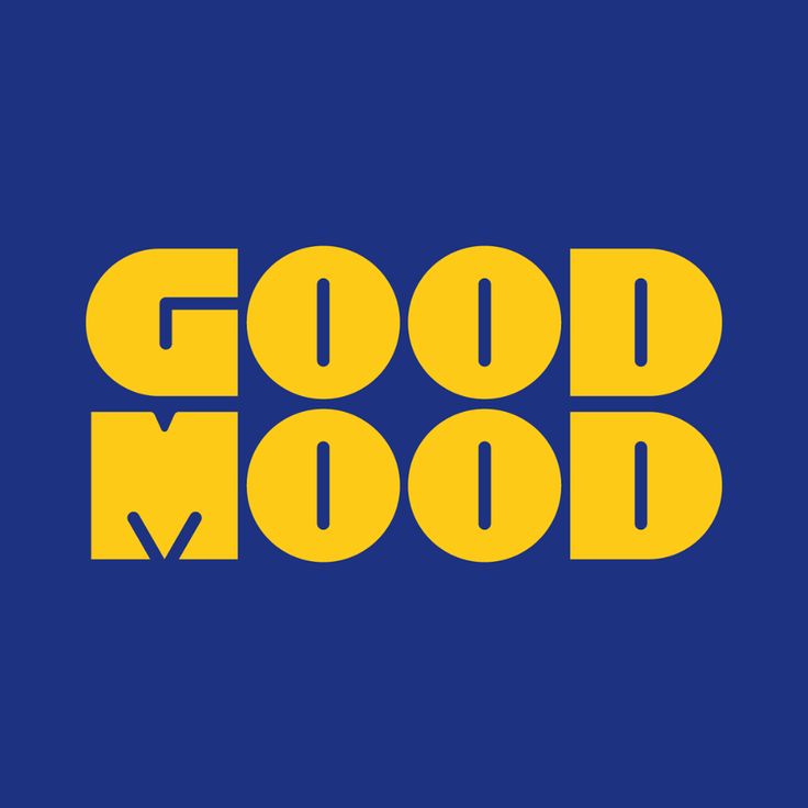 the words good mood on a blue background