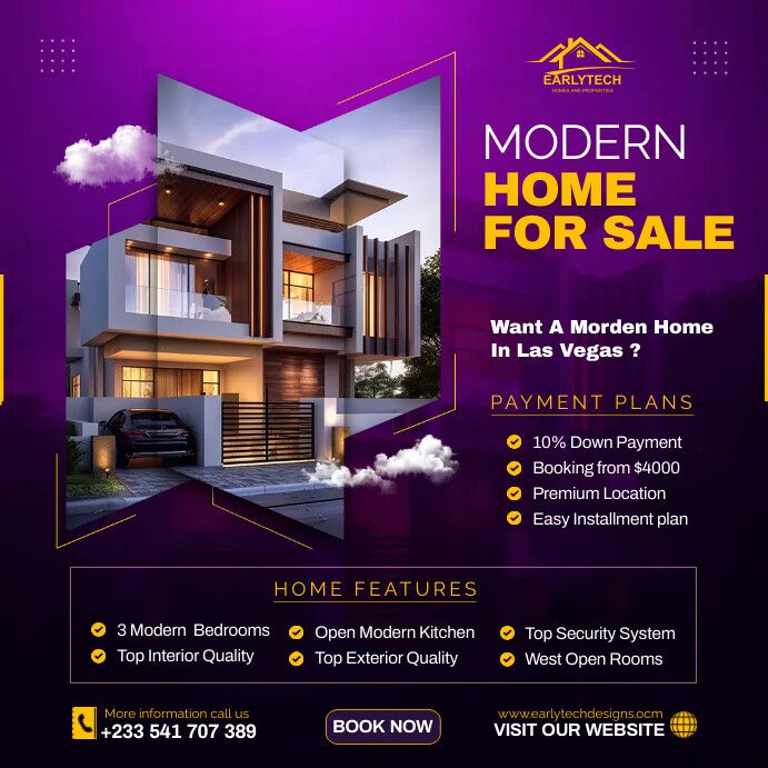 modern home for sale flyer template