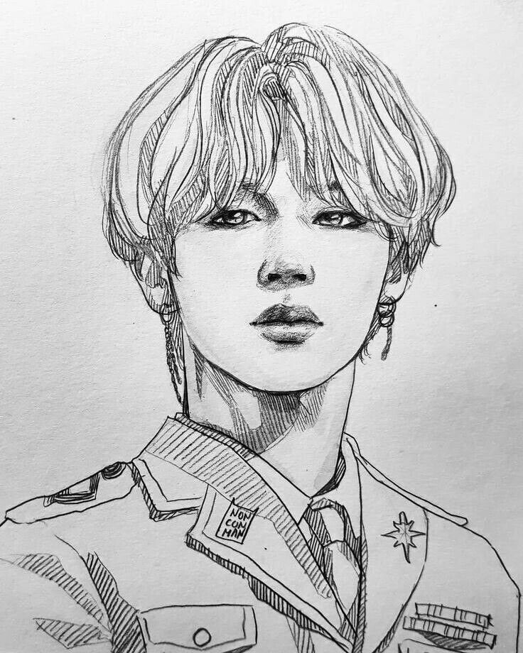 Fanart Kpop, Fanart Bts, Jimin Fanart, Kpop Drawings, Bts Drawings, A Pencil, Park Jimin Bts, Kpop Fanart, Pencil Drawing