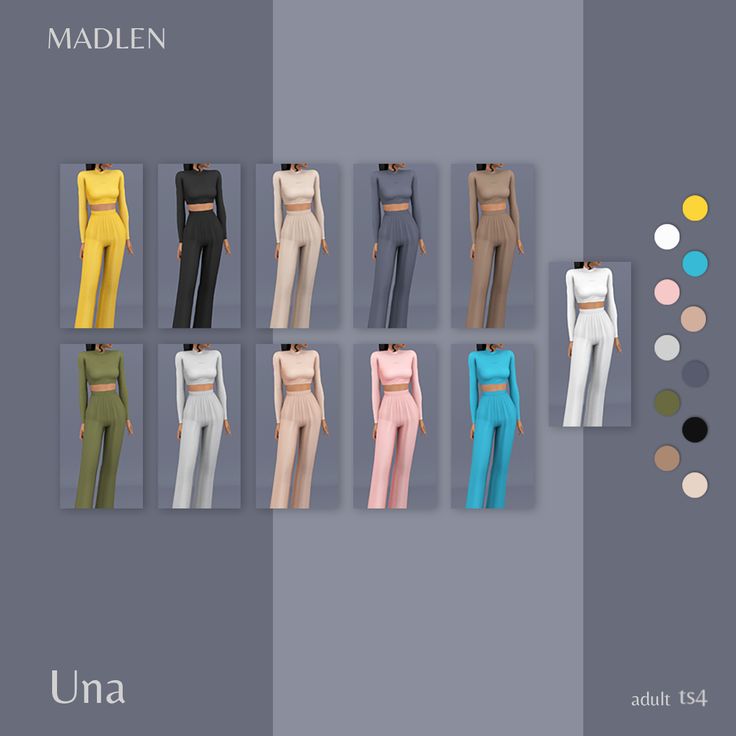 an image of women's pants and top in different colors for the simsh