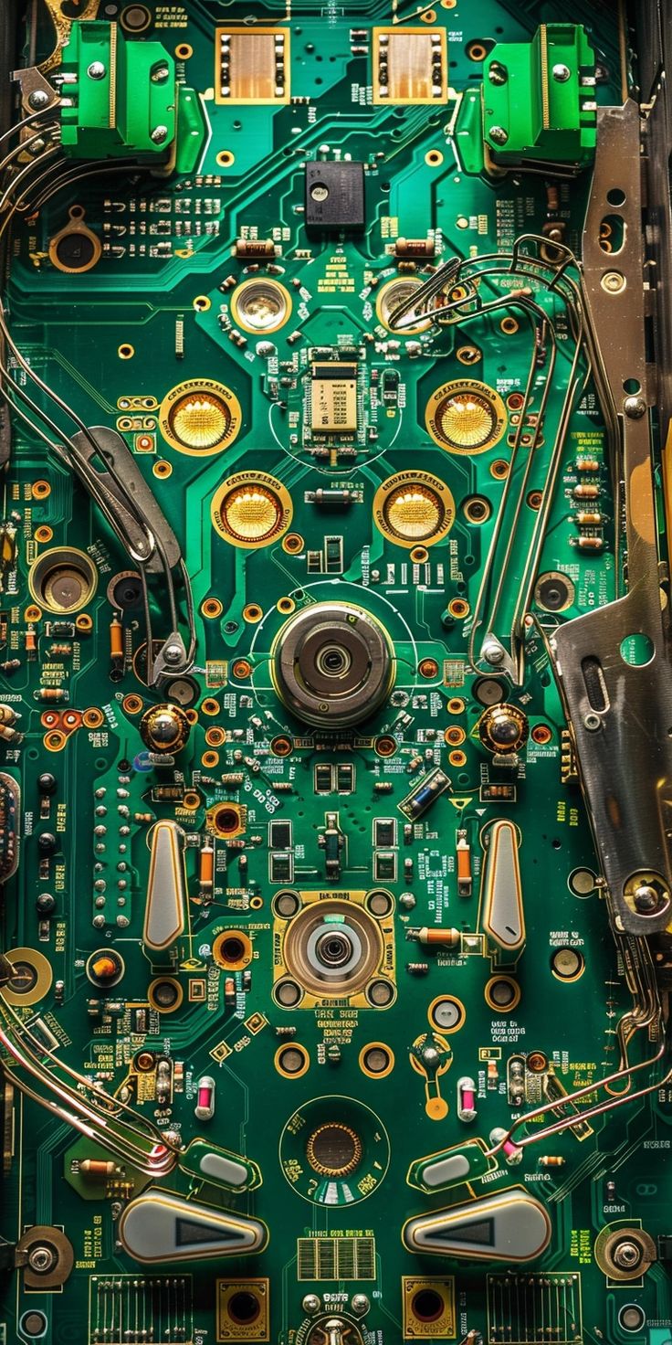 the inside of an electronic board with many components