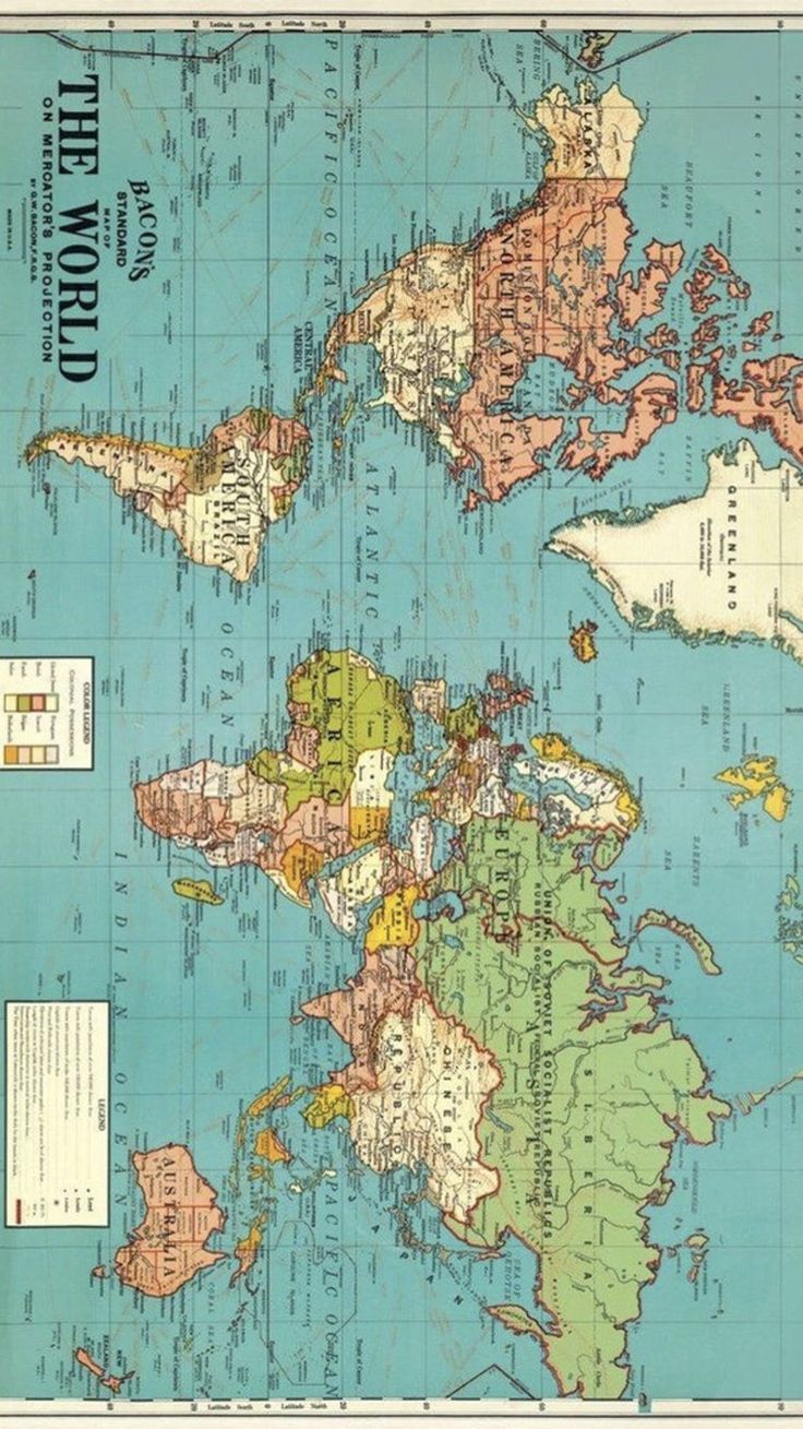 an old map of the world with countries and major cities on it's sides