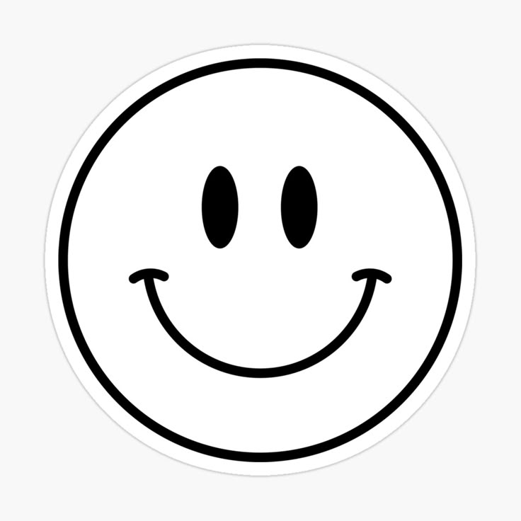 a black and white smiley face sticker