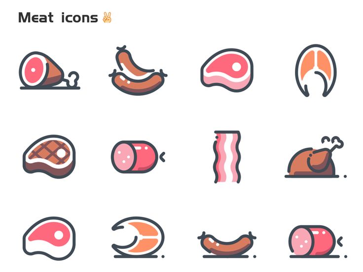 meat icon set on white background with flat design style illustration for web and mobile application