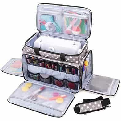 an open makeup bag with various items in it