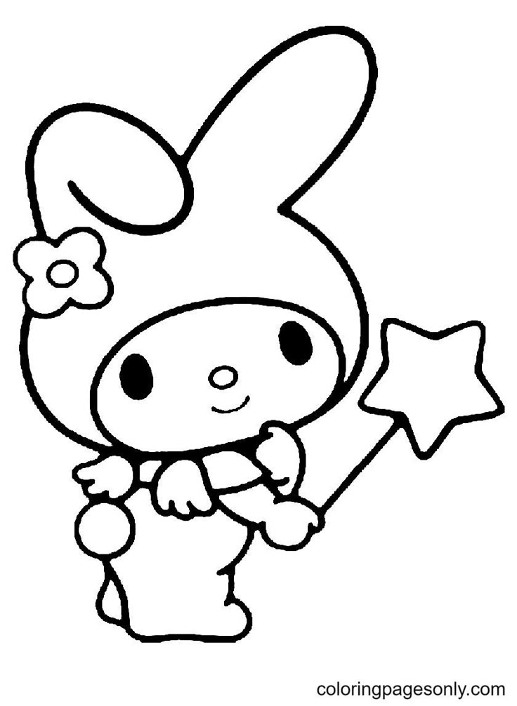 a cartoon bunny holding a star