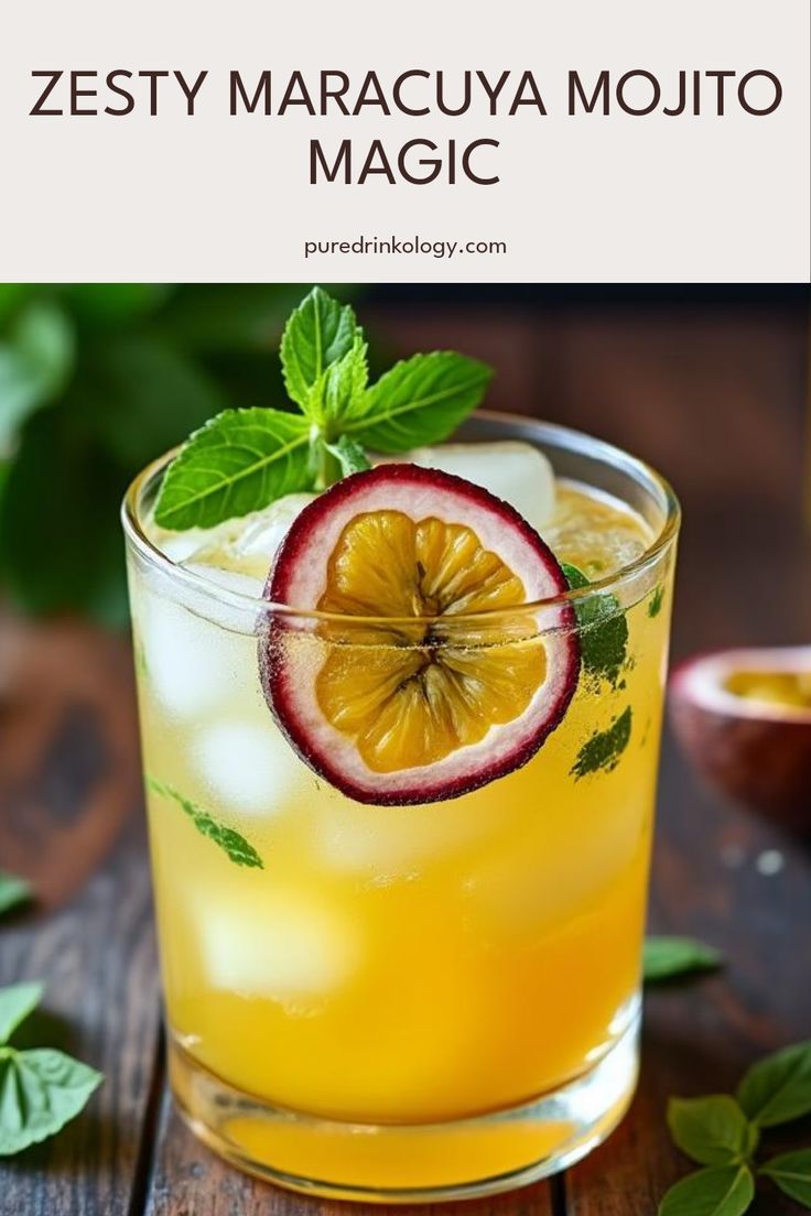 a glass filled with lemonade and garnish on top of a wooden table