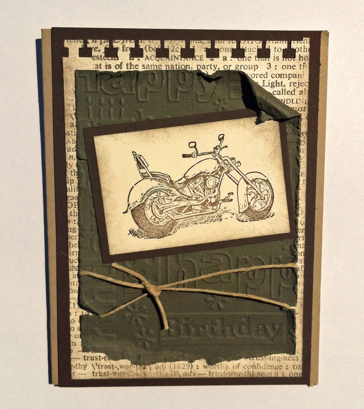 a card with a drawing of a motorcycle on it