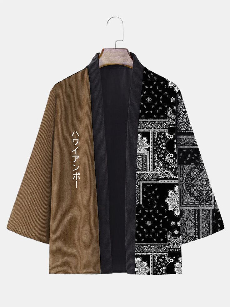 Incluído no Pacote:1 * quimonoObserve:Consulte a referência de tamanho para encontrar o tamanho correto. Kimono Fashion Men, Kimono Streetwear, Outfit Cowok, Fashion Design Template, Male Kimono, Mode Kimono, Casual Kimono, Batik Fashion, African Clothing For Men