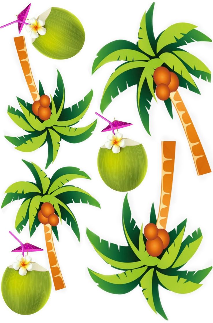 an image of palm trees and coconuts cut out from the paper on white background