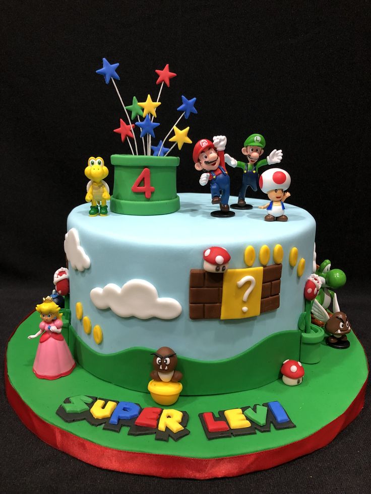 Nintendo Cake, Artistic Cake, Super Mario Brothers Birthday, Mario Birthday Cake, Mario Bros Cake, Bolo Sonic, 4de Verjaardag, Super Mario Cake, Super Mario Bros Birthday Party